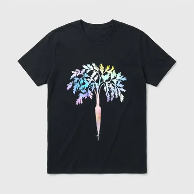 Herbivore Carrot for Vegans T-Shirt – Pastel watercolor rainbow carrot with leafy green tops – Classic T-Shirt in Black