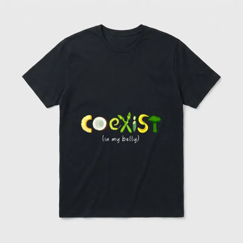 Coexist Vegetable Broccoli Parody T-Shirt – Classic T-Shirt in Black