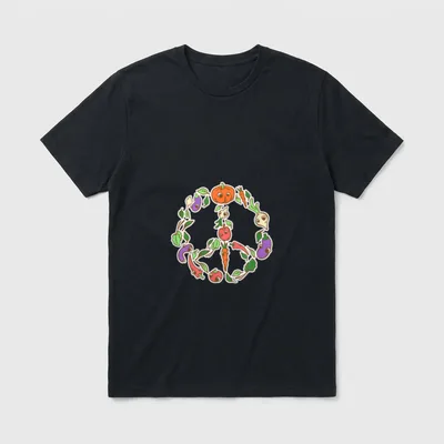 Cute Kawaii Vegetable Veggie Peace T-Shirt – Classic T-Shirt in Black