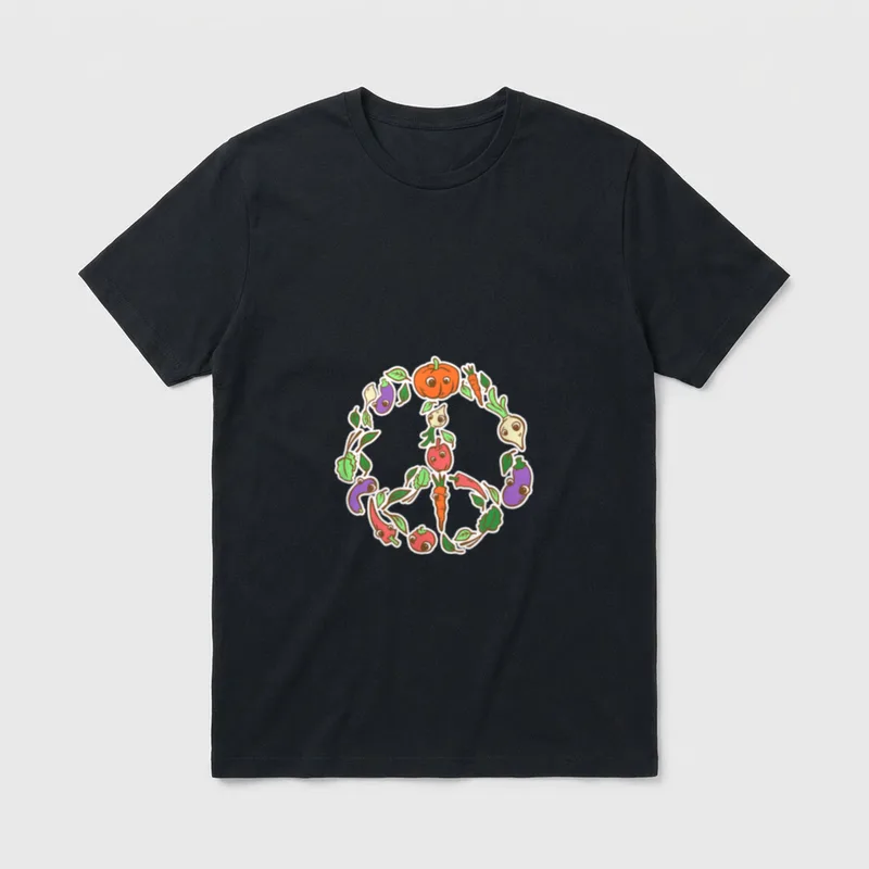 Cute Kawaii Vegetable Veggie Peace T-Shirt – Classic T-Shirt in Black