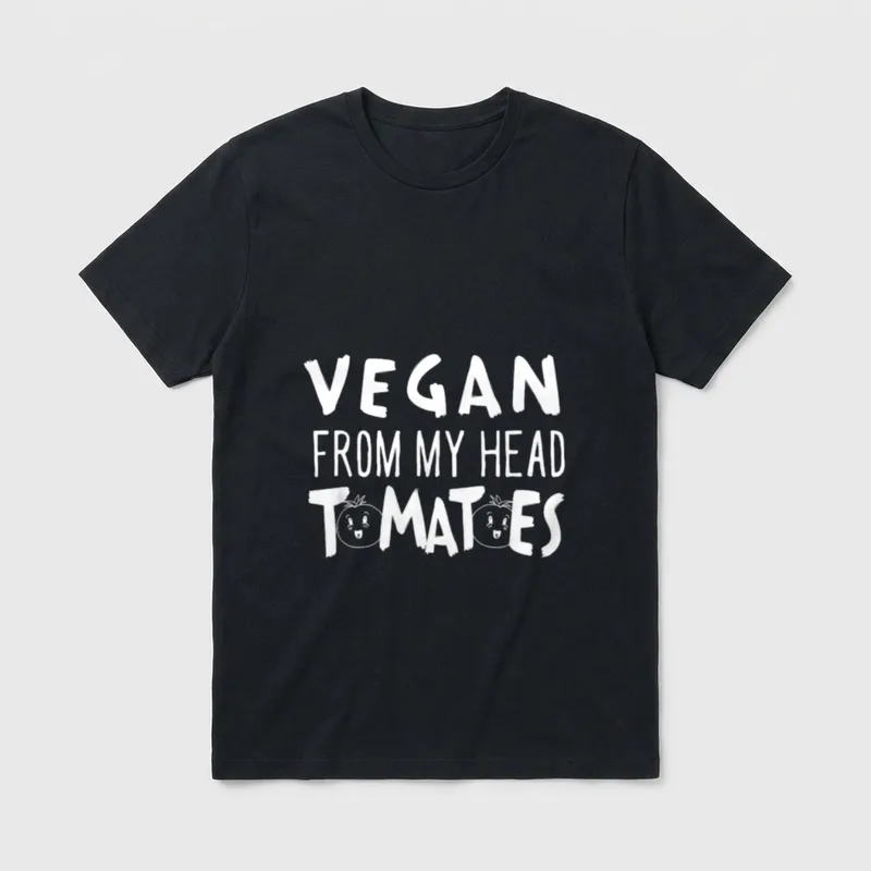Vegan from My Head Tomatoes Joke T-Shirt – Classic T-Shirt in Black