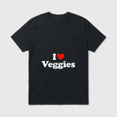 I Love Veggies Funny T-Shirt – Classic T-Shirt in Black