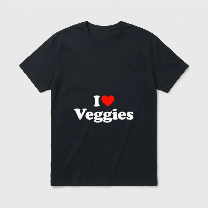 I Love Veggies Funny T-Shirt – Classic T-Shirt in Black