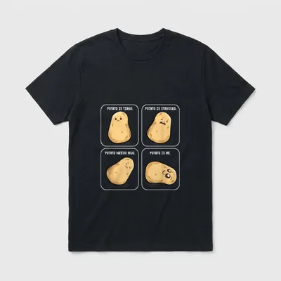 Funny Potato Meme Cute T-Shirt – Classic T-Shirt in Black