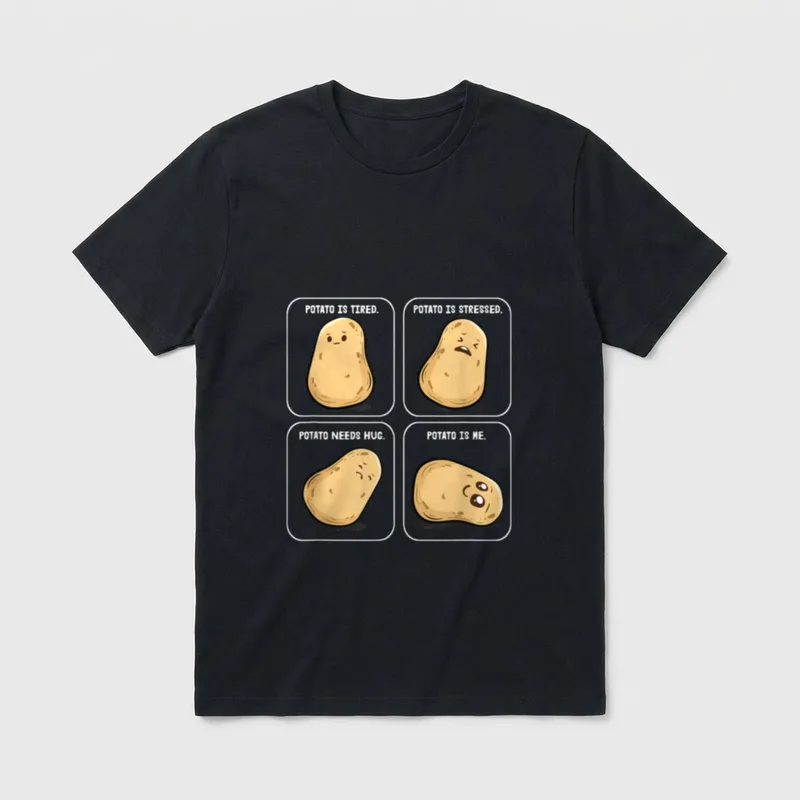 Funny Potato Meme Cute T-Shirt – Classic T-Shirt in Black