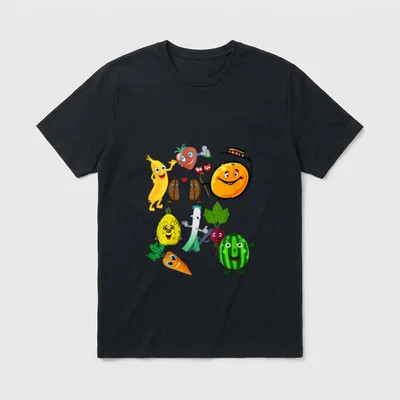 Cute Vegetables Fruits Veganism T-Shirt – Classic T-Shirt in Black