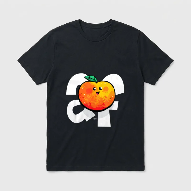 Peachy AF Kawaii Cute T-Shirt – Smiling kawaii peach with green leaf and bold white PEACHY AF text – Classic T-Shirt in Black