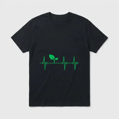 Vegan Heartbeat Lifeline Plant T-Shirt – Classic T-Shirt in Black