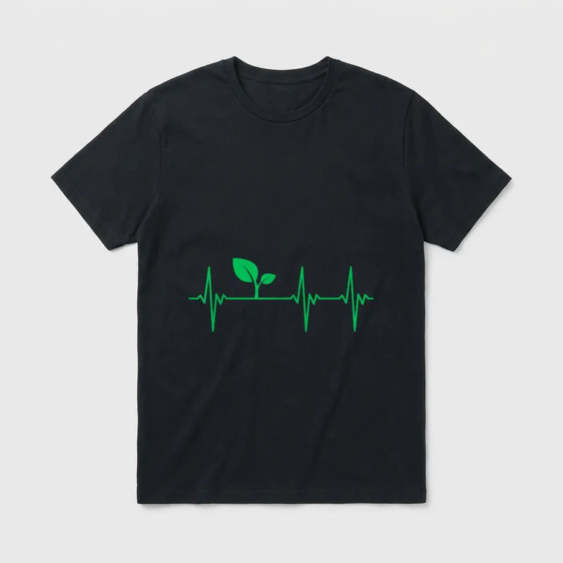 Vegan Heartbeat Lifeline Plant T-Shirt – Classic T-Shirt in Black