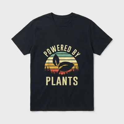 Vintage Powered Plants Vegetarian T-Shirt – Classic T-Shirt in Black