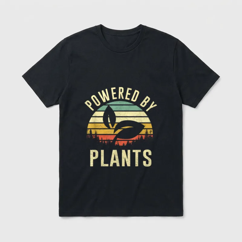Vintage Powered Plants Vegetarian T-Shirt – Classic T-Shirt in Black