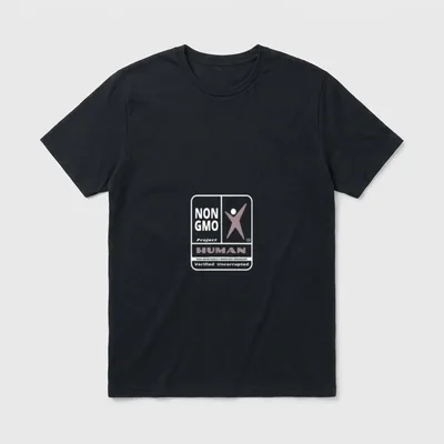 NON GMO human logo T-Shirt – Non GMO Human Verified Uncorrupted parody logo print – Classic T-Shirt in Black