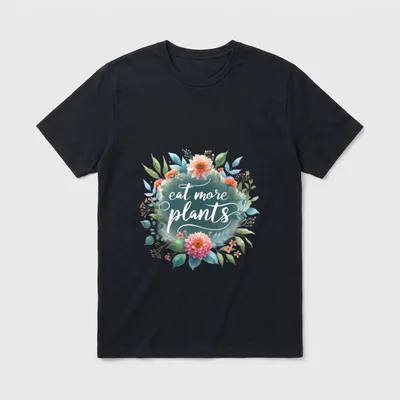 Eat More Plants Floral T-Shirt – Classic T-Shirt in Black