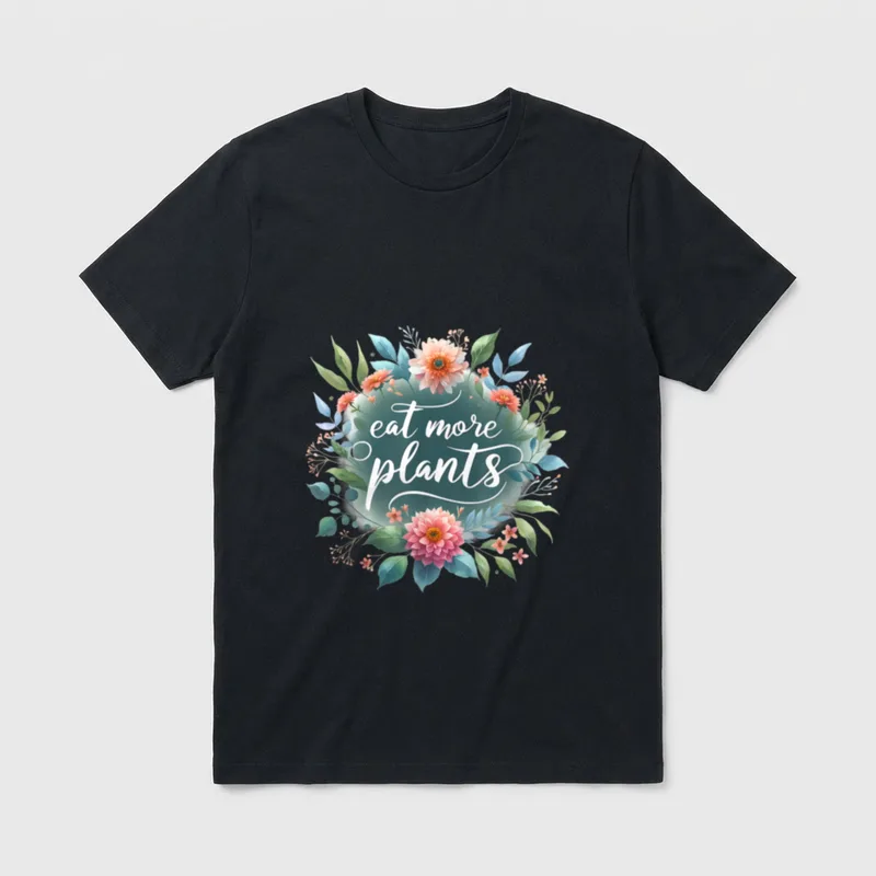 Eat More Plants Floral T-Shirt – Classic T-Shirt in Black