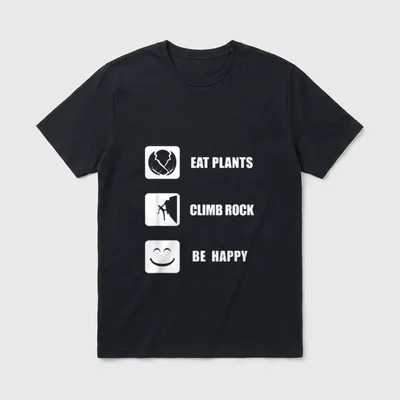 Eat Plants Climb Rock T-Shirt – Classic T-Shirt in Black