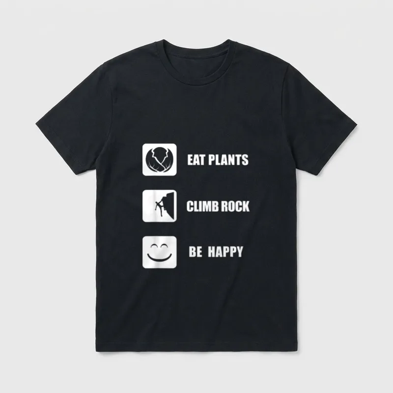Eat Plants Climb Rock T-Shirt – Classic T-Shirt in Black