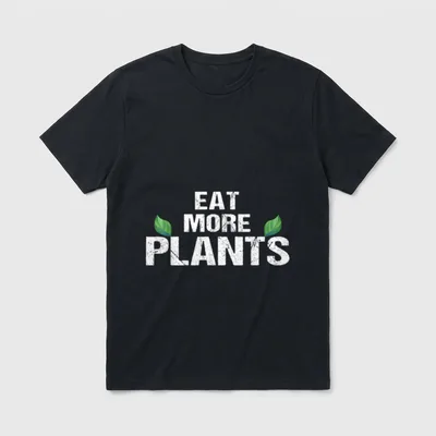 Vegan Eat More Plants Vegetarian T-Shirt – Classic T-Shirt in Black