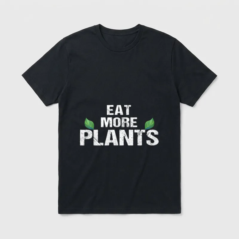 Vegan Eat More Plants Vegetarian T-Shirt – Classic T-Shirt in Black