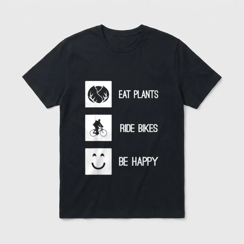 Eat Plants Ride Bikes T-Shirt – Classic T-Shirt in Black