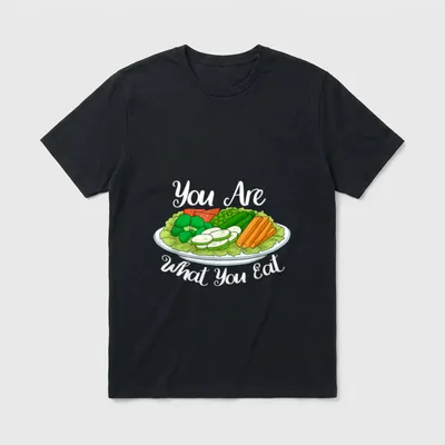 You Are What T-Shirt – Plate of raw vegetables with You Are What You Eat text – Classic T-Shirt in Black
